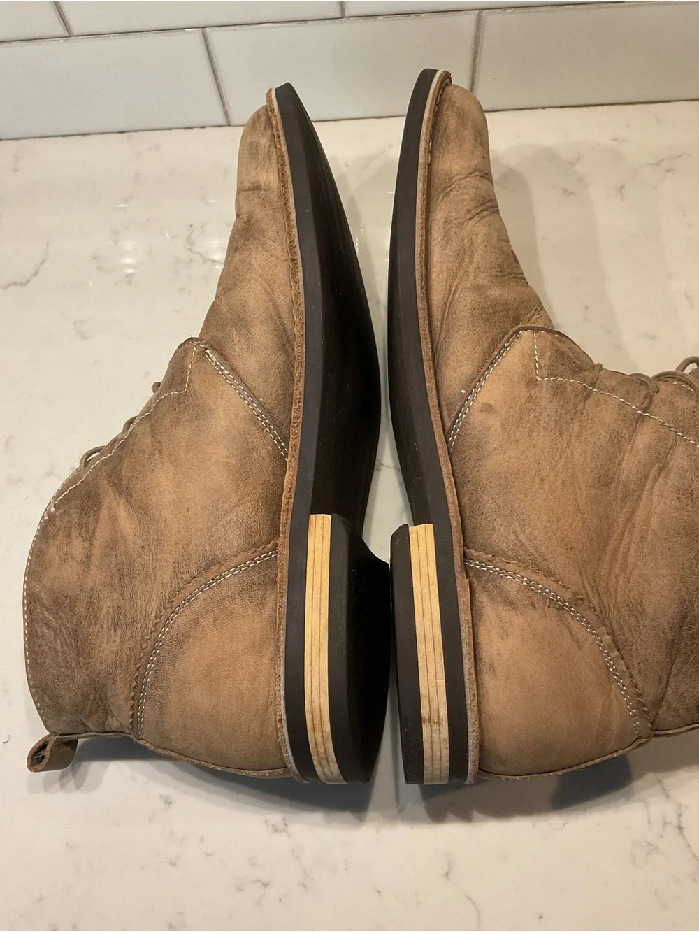 Original Penguin Men's Taupe Chukka Boots with Lace-Up Closure